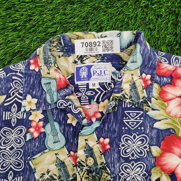 Vintage 90s RJC Hawaiian Button Shirt Medium 21x26 AOP USA - Picture 9 of 12